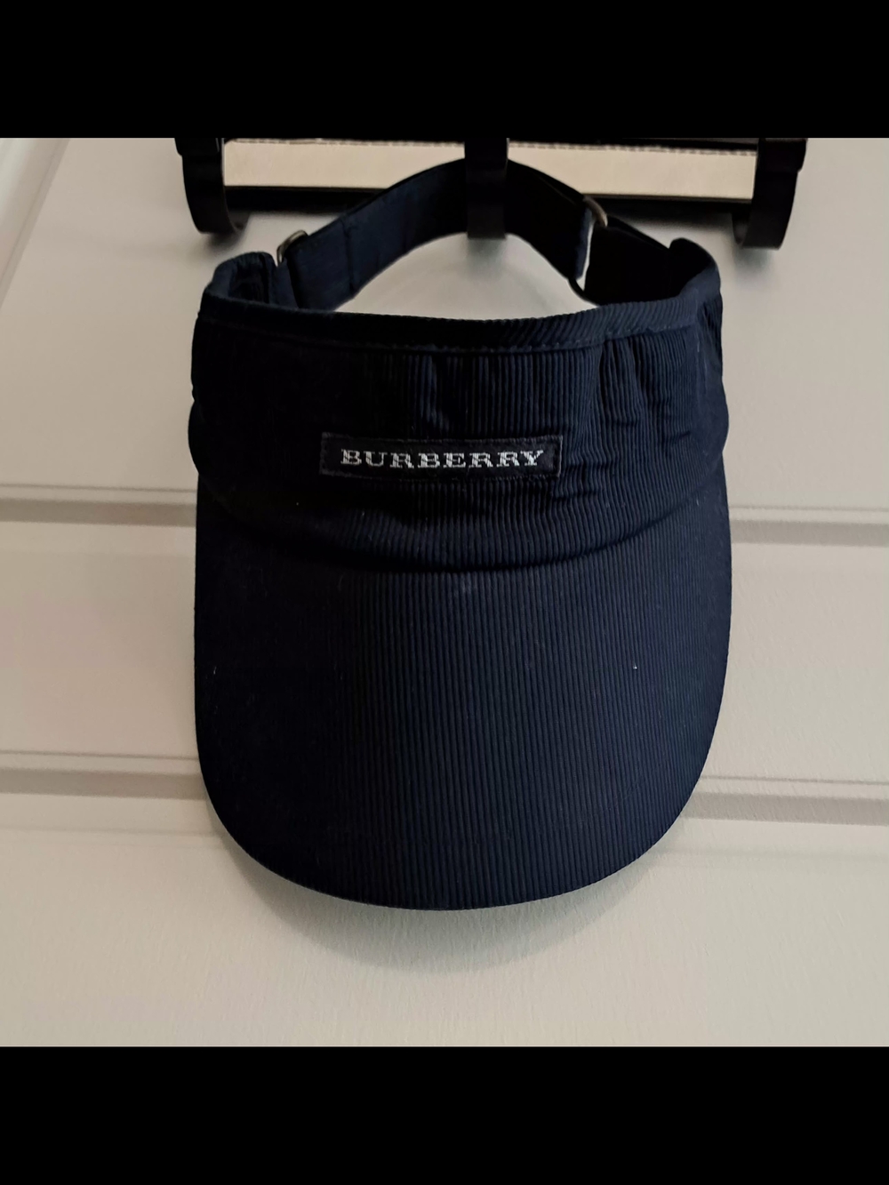 Burberry Navy Visor with Logo Patch
